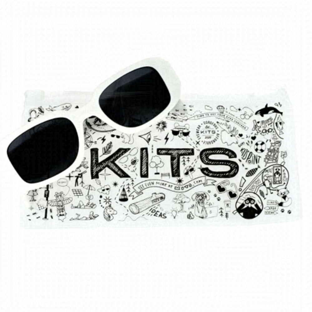 NEW - Kits Vintage Rectangular Style White Sunglasses Womens